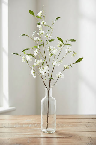 44" White Rose Myrtle Spray