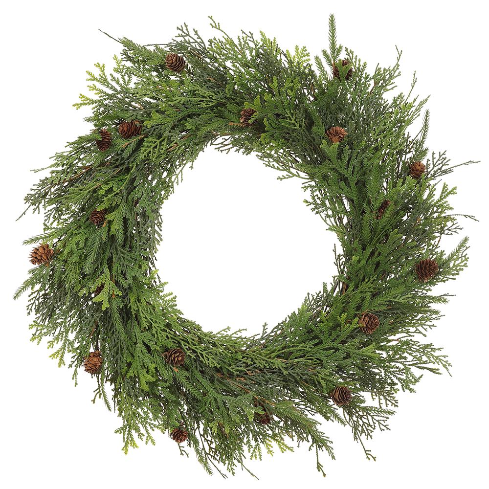 24" Real Touch Mixed Pine Wreath With Cones