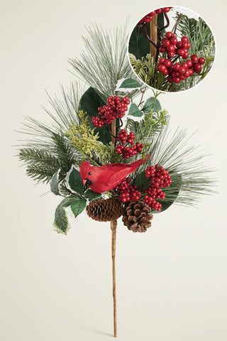 24" Cardinal, Holly, Pine & Red Berry Pick