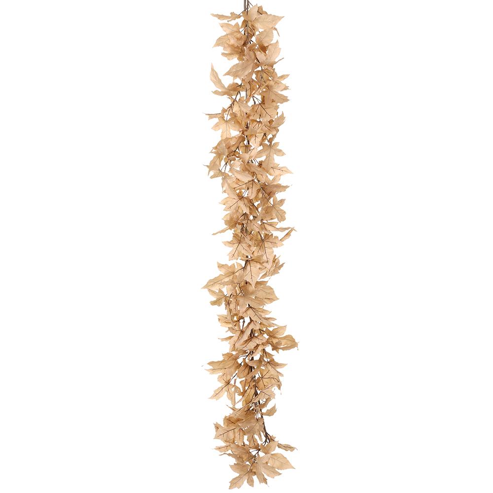 6' Maple Leaf Garland Beige