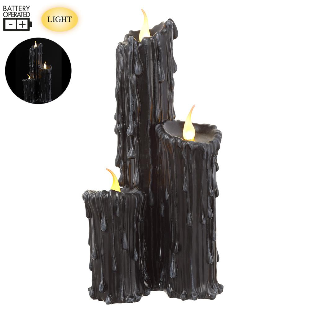 17.75" Battery Operated Faux Candles With Light Black