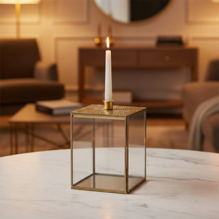 Elegant Iron and Glass Lantern with Taper Candle Lid