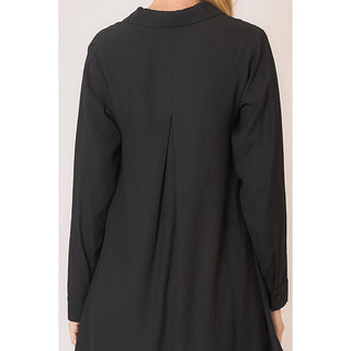Dramatic Hi-Low Hem V-Neck Single Pleat Blouse