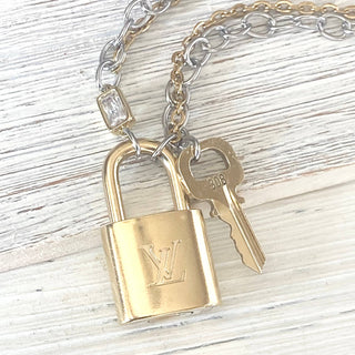 Pre Order Louis Vuitton  lock necklace repurposed upcycled LV