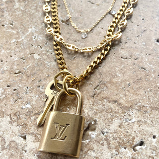 Pre Order Louis Vuitton upcycled repurposed lock key necklace