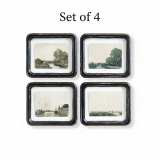 Set of 4 Distressed Wood Framed Landscape Wall Decor