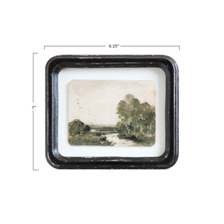 Set of 4 Distressed Wood Framed Landscape Wall Decor