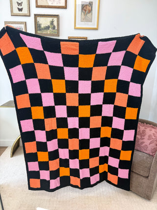 BIRDIE Candy Corn Checkered Blanket
