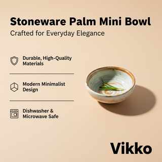 Pre Order Vikko Stoneware Palm Mini Bowl Cream White Brown Rim