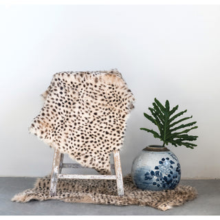 Pre Order(Sept) Goat Fur Rug with Leopard Print
