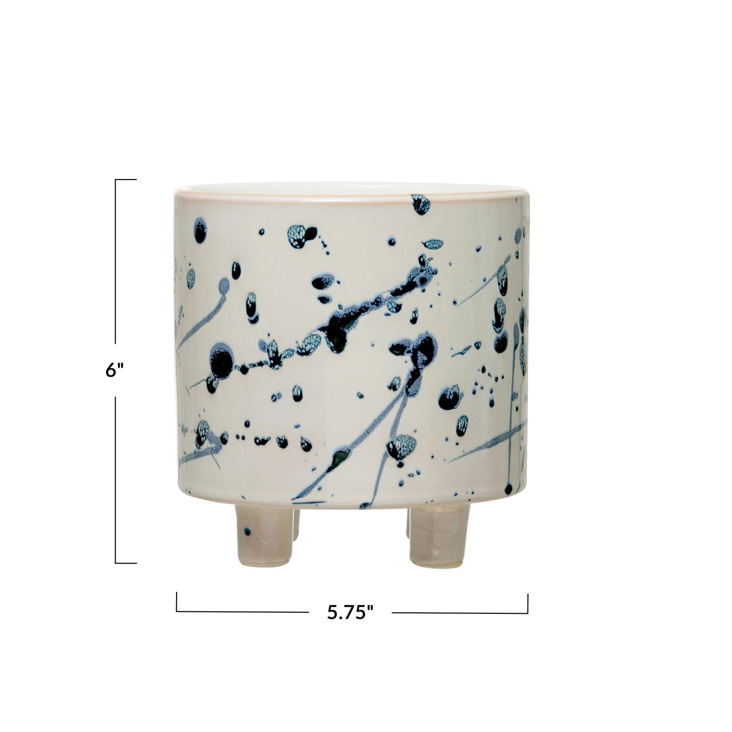 Stoneware Footed Planter with Splatter Design