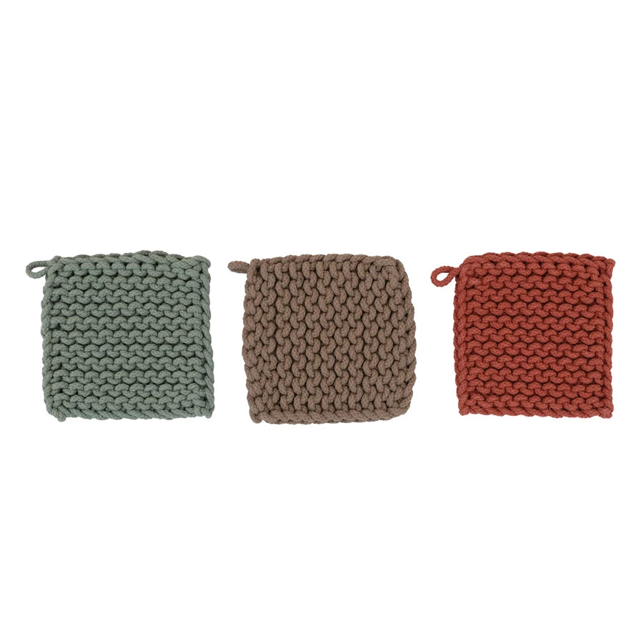 Cotton Crocheted Pot Holder,  Color Options
