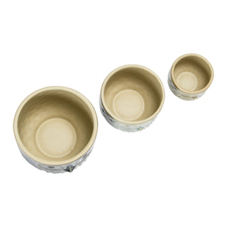 Set of 3 Decorative Stoneware Owl Containers