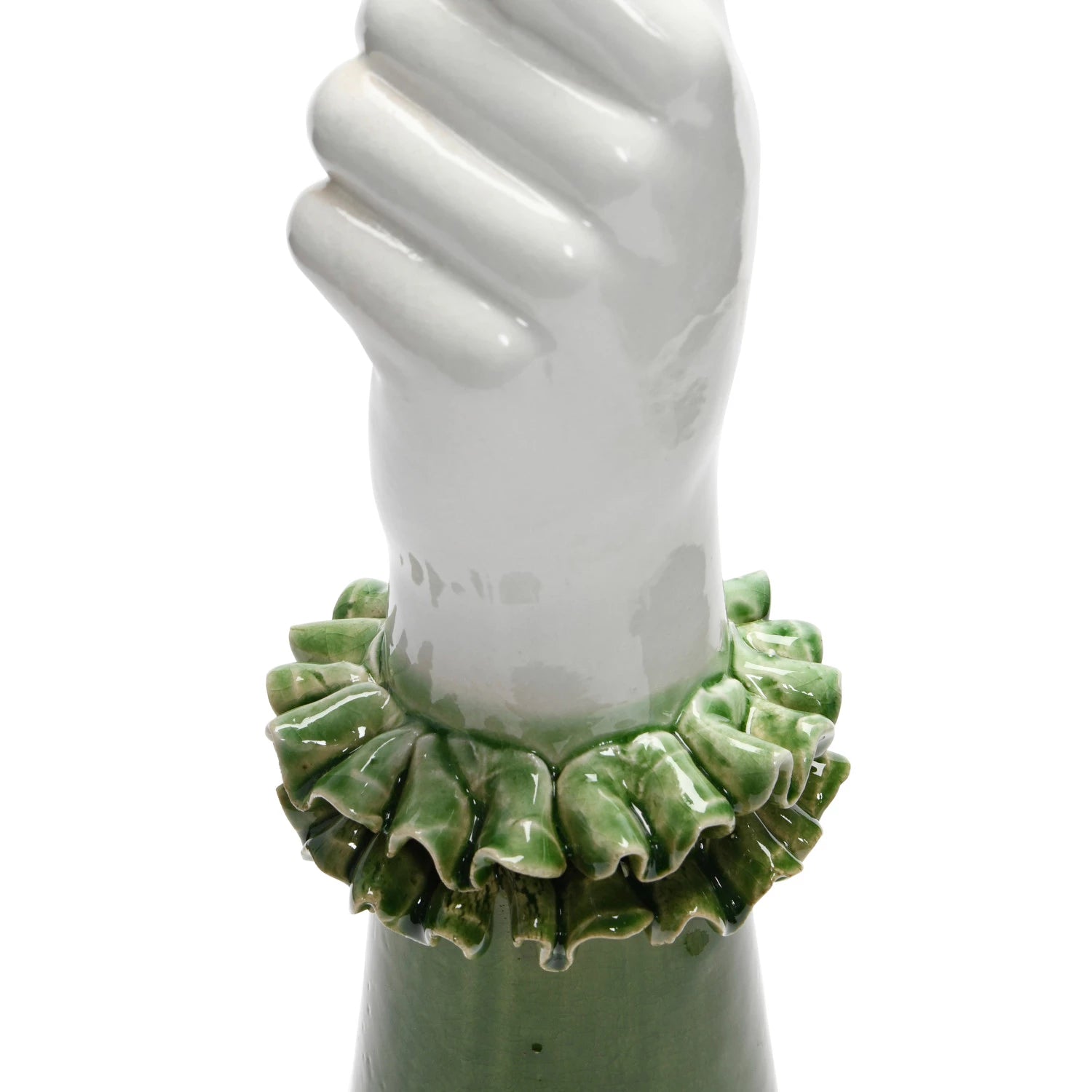 Stoneware Hand Shaped Vase with Ruffled Shirt Sleeve