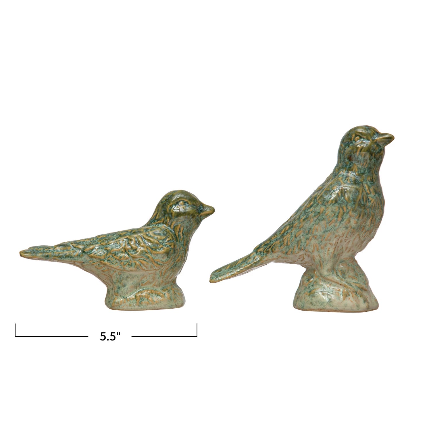 Set of 2 Stoneware Bird Figurines