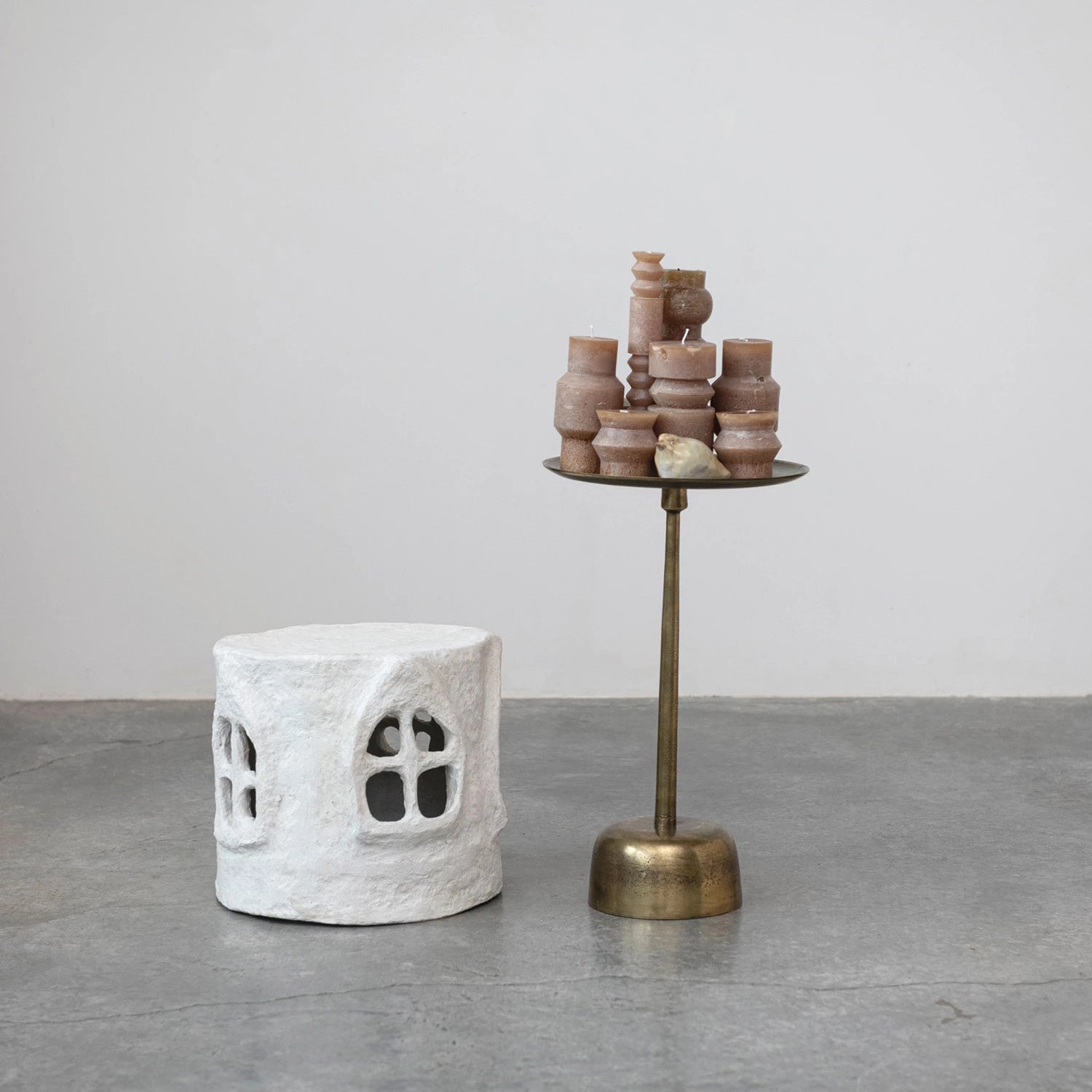 Aluminum Side Table, Antique Brass Finish