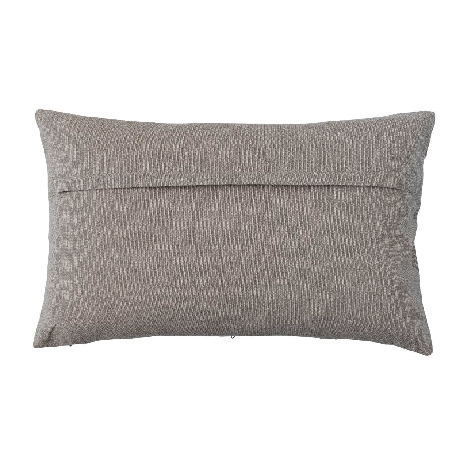 Cotton Slub Embroidered Lumbar Pillow with Polyester Filling
