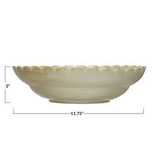 Scalloped Edge Stoneware Bowl w/ Reactive Glaze