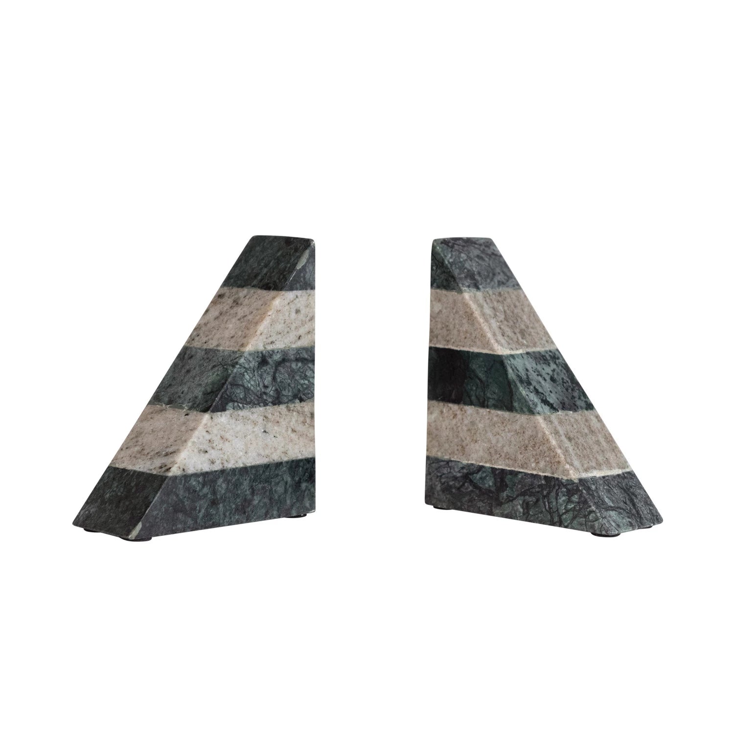 Marble Bookends & Black, Set of Two