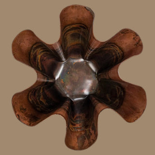 Decorative Metal Ruffled Bowl, Oxidized Copper Finish