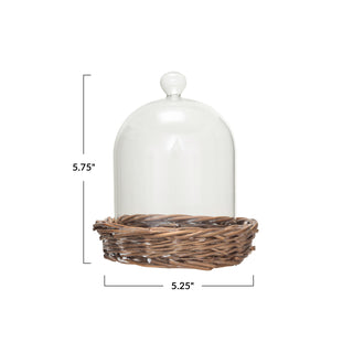 Decorative Glass Cloche w/ Willow Base