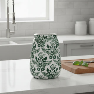 Terra-cotta Planter/Vase with Transferware Pattern