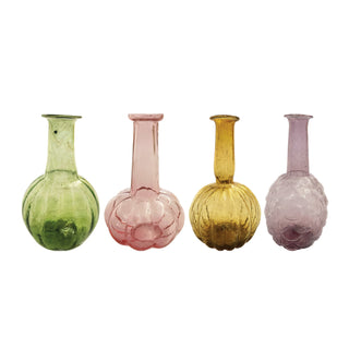 Set of 4 Hand-Blown Recycled Glass Vases