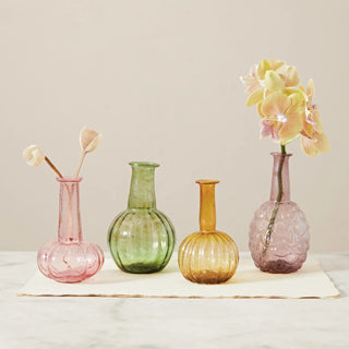 Set of 4 Hand-Blown Recycled Glass Vases