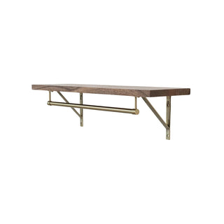 Mango Wood & Metal Wall Shelf with Rod