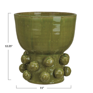 Terra Cotta Hobnail Footed Vase