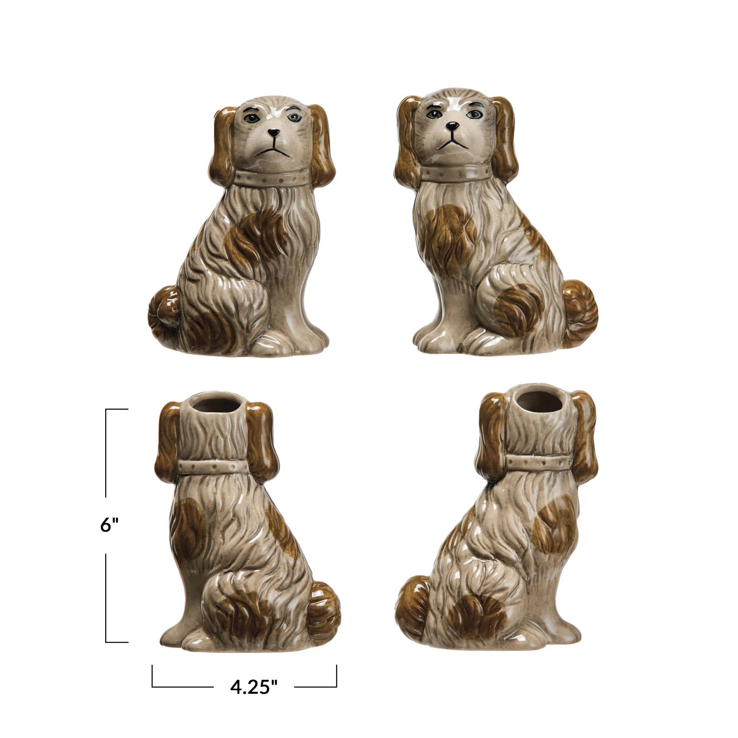 Set of 2 Reproduction English Staffordshire Dog Vases