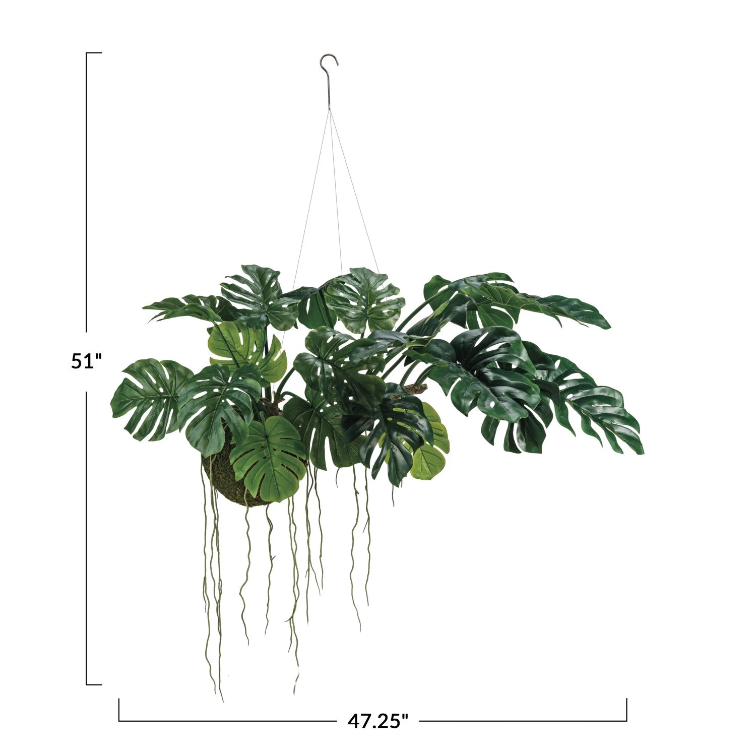 Hanging Faux Monstera Kokedama