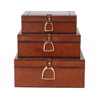 Leather Box with Brass Closure, Size Options