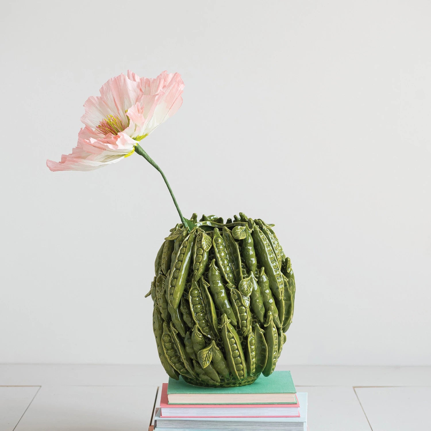 Handmade Stoneware Vase with 3D Peas