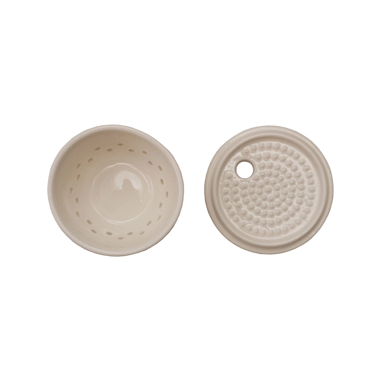 Stoneware Garlic/Ginger Grater/Storage, White