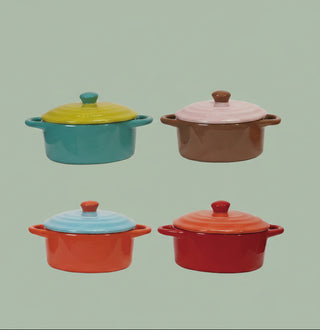 Pre Order Stoneware Two-Tone Baker with Lid, 4 Color Options