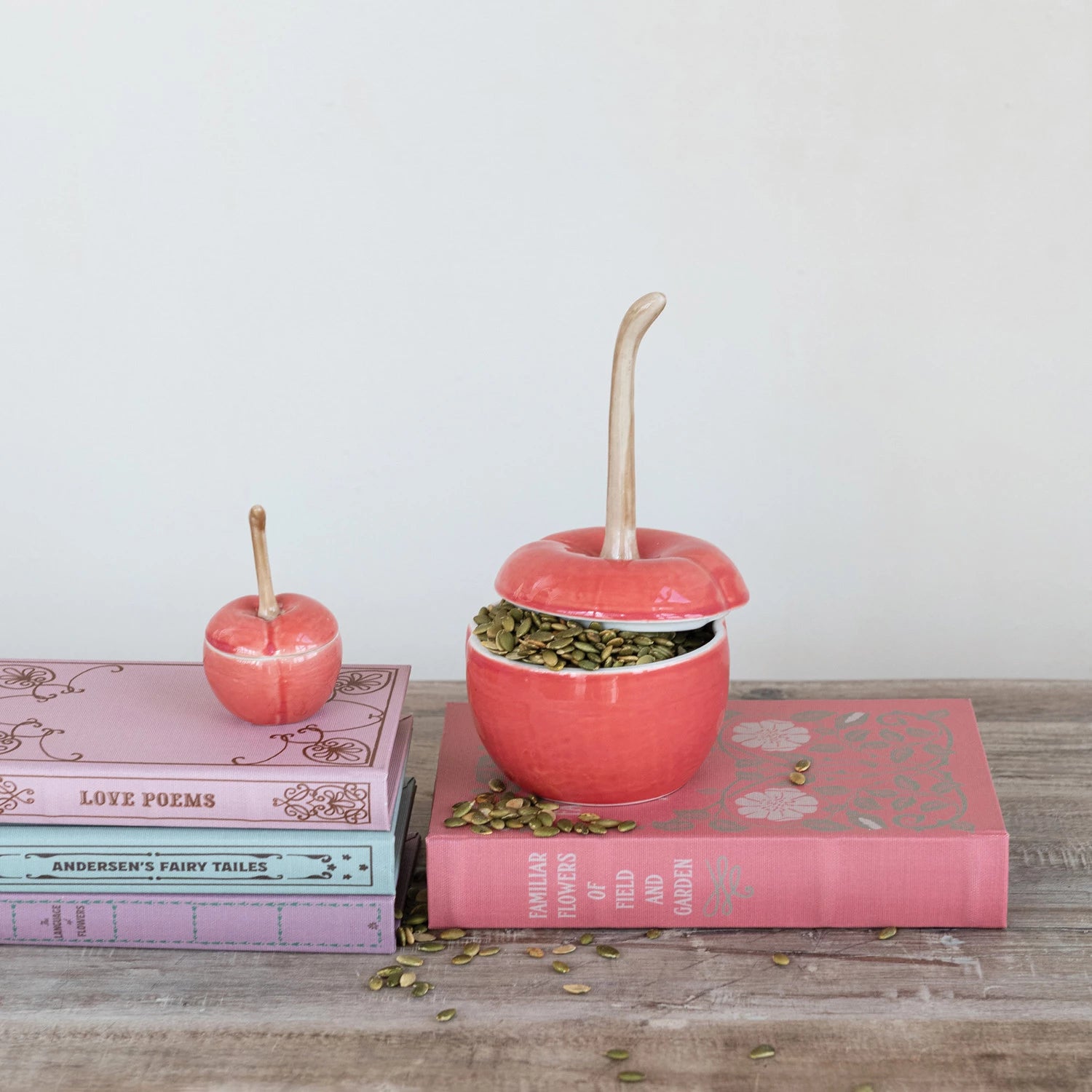 Stoneware Cherry Shaped Jar with Lid, 2 Size Options