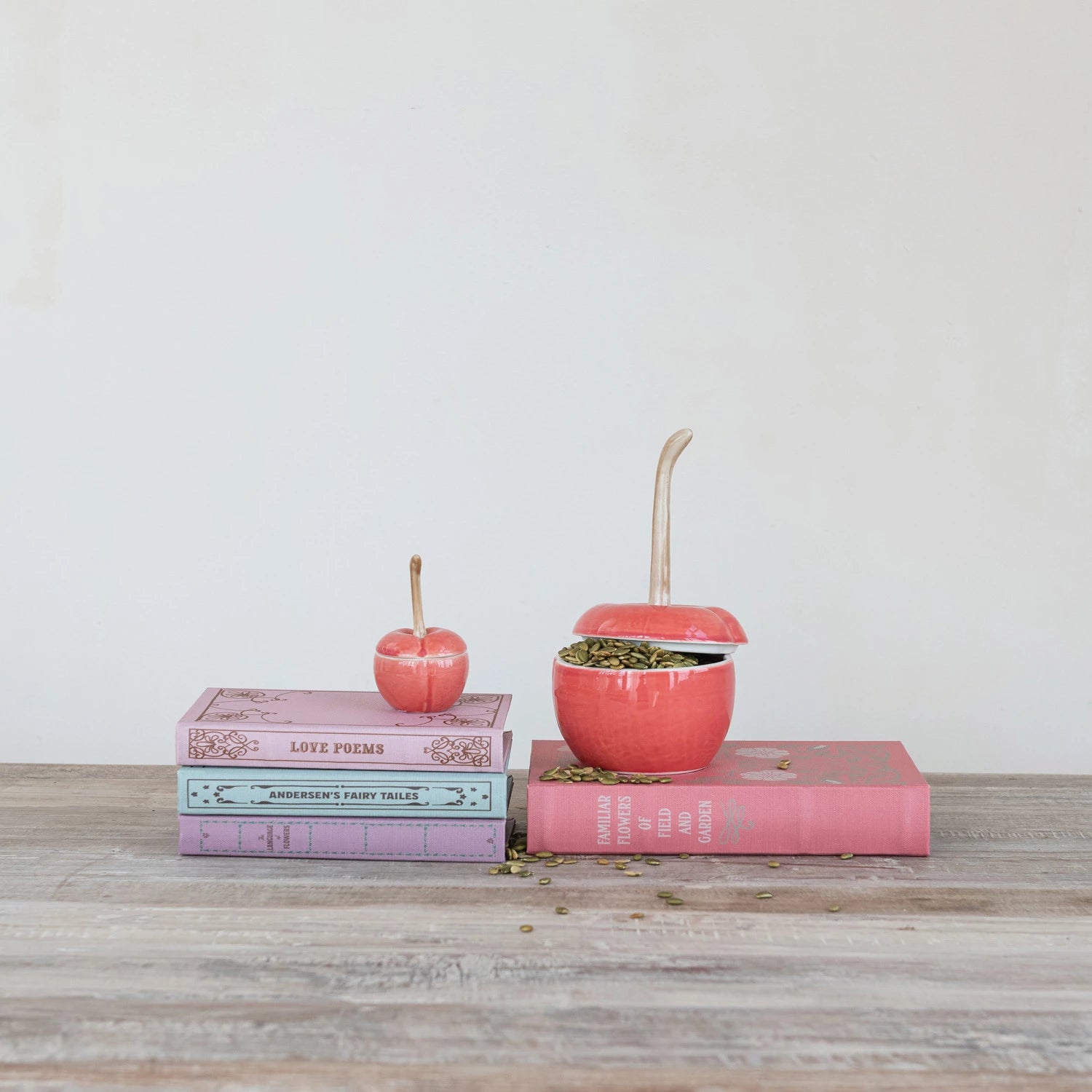 Stoneware Cherry Shaped Jar with Lid, 2 Size Options