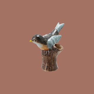 Stoneware Bird on Log Shaped Vase