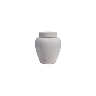 Decorative Debossed Stoneware Ginger Jar with Lid
