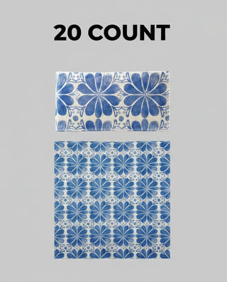 Blue & White Paper Napkins w/ Tile Pattern