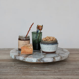 Pre Order Agate Lazy Susan w/ Mango Wood Base
