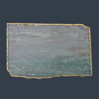 Blue Agate Slab with Gold Electroplated Edge