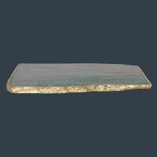 Blue Agate Slab with Gold Electroplated Edge