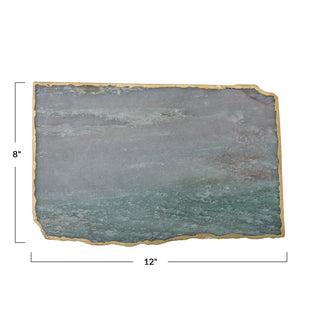 Blue Agate Slab with Gold Electroplated Edge
