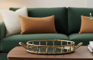 Cast Aluminum Faux Bamboo Tray w/ Handles
