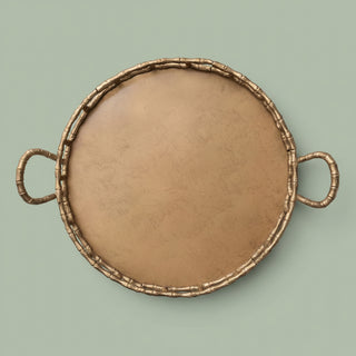 Cast Aluminum Faux Bamboo Tray w/ Handles