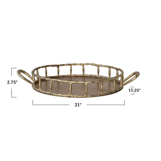 Cast Aluminum Faux Bamboo Tray w/ Handles