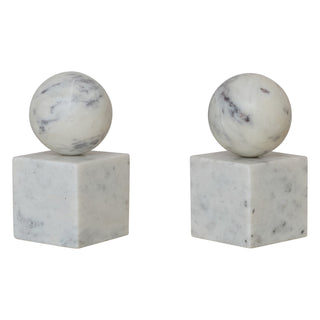 Set of 2 Marble Geometric Bookends