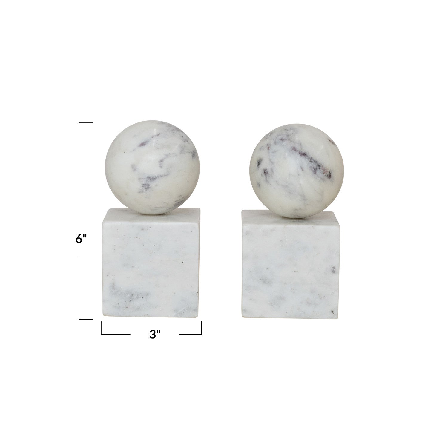 Set of 2 Marble Geometric Bookends